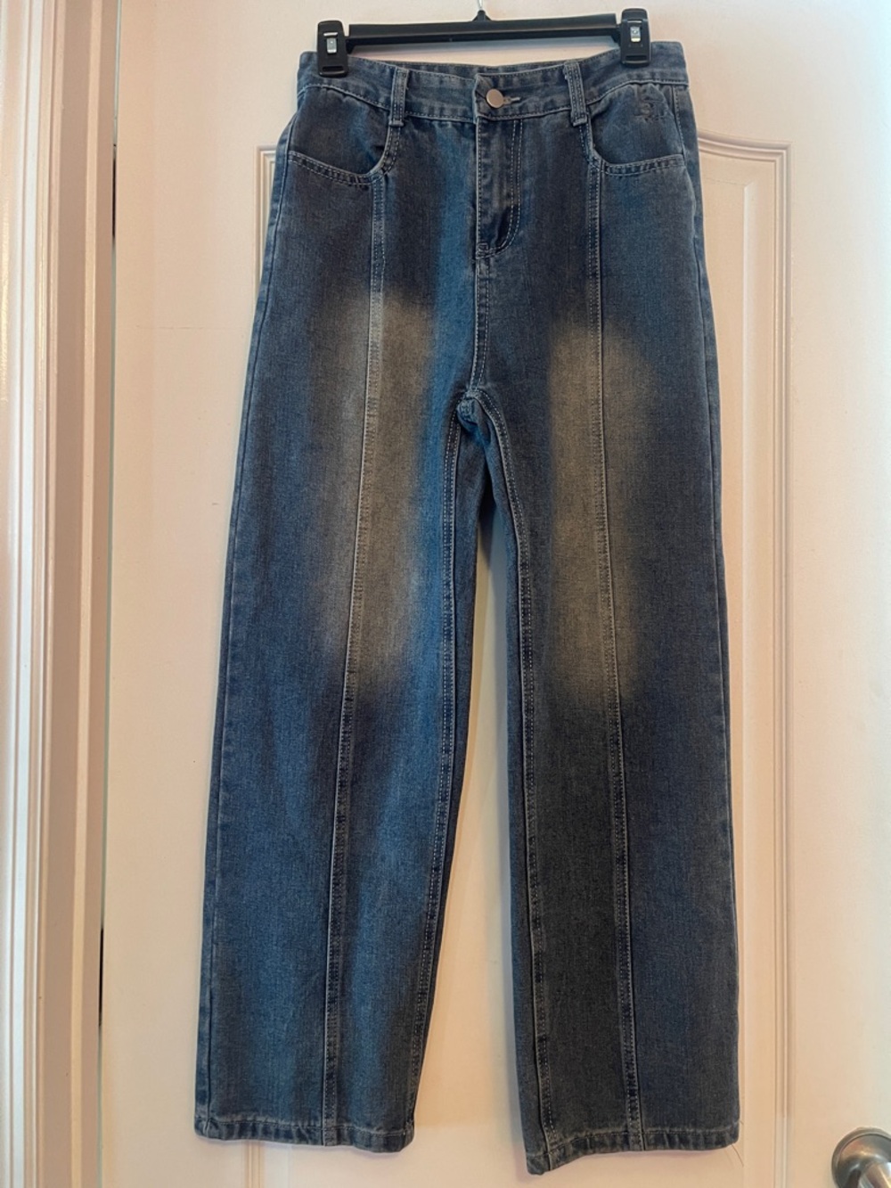 High-Rise Wide Leg Jeans - Washed Blue